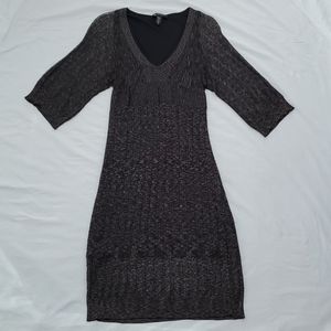 Three quarter sleeves V-neck Crochet Dress